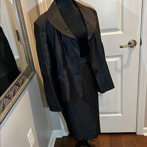 Silk Elegant Black Women's Jacket & Skirt Set